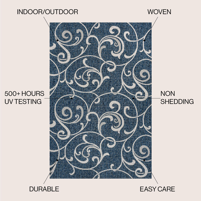 Maribel Traditional Classic All-Over Scroll Indoor/Outdoor Area Rug