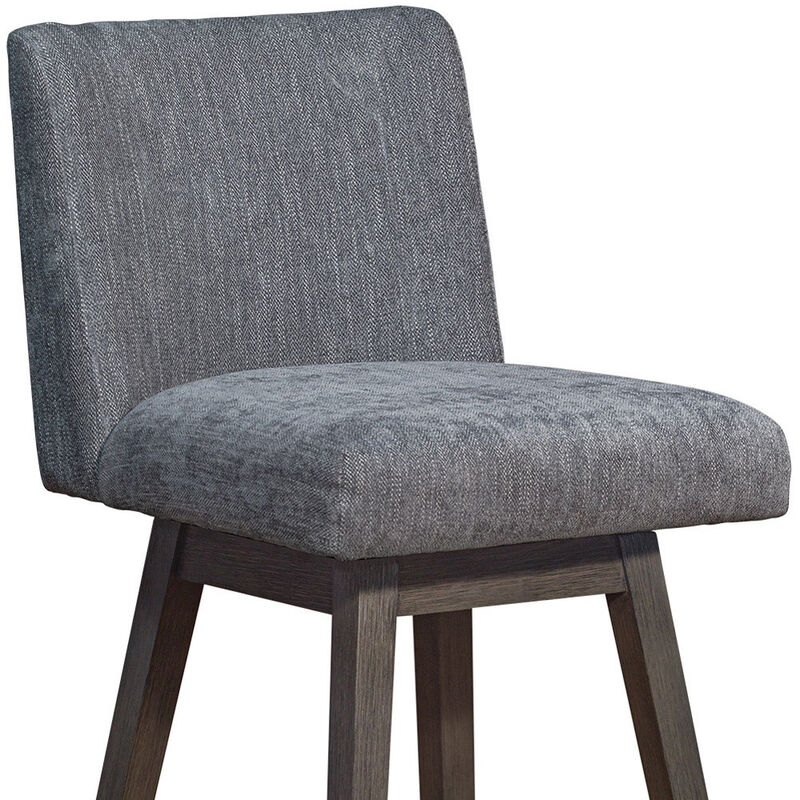 HomeRoots 30" Gray And Brown Solid Wood Bar Height Swivel Bar Chair image number 5