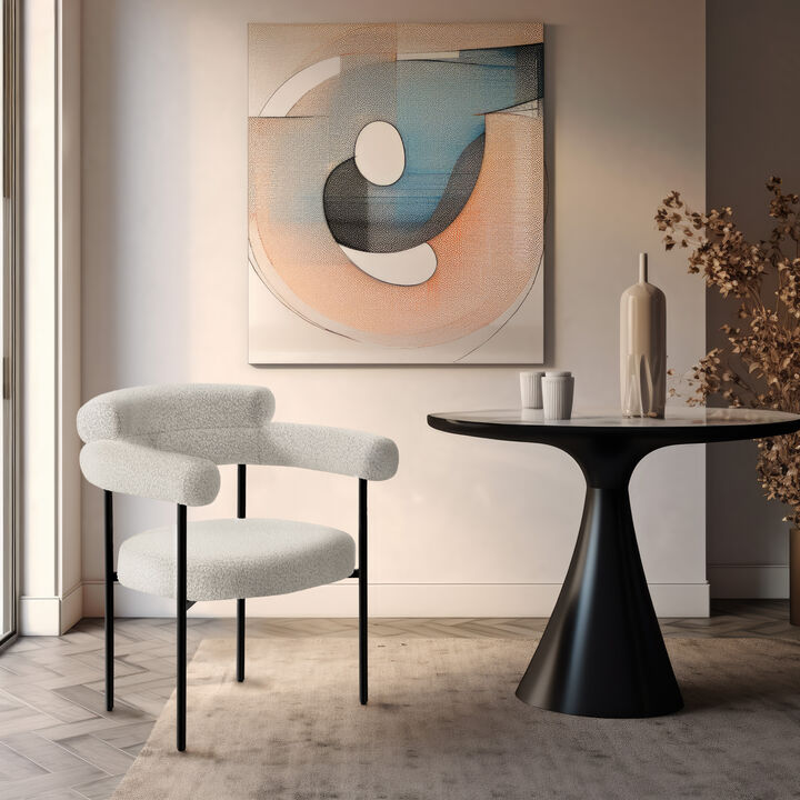 Meridian Furniture Blake Cream Boucle Fabric Dining Chair, Set of 2