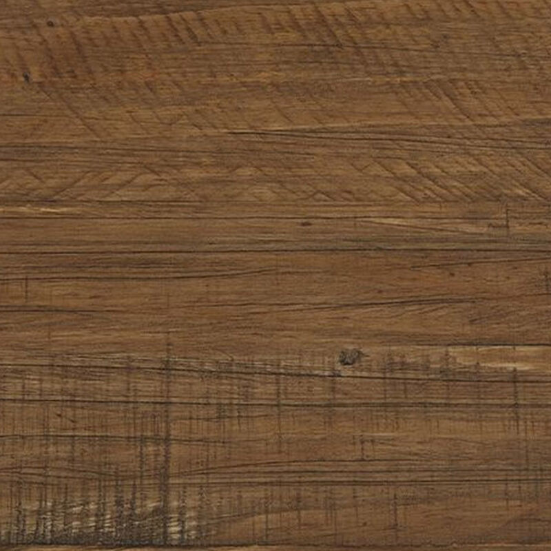 Ack Round Cocktail Coffee Table, Block Legs, 40 Inch Brown Pine Wood