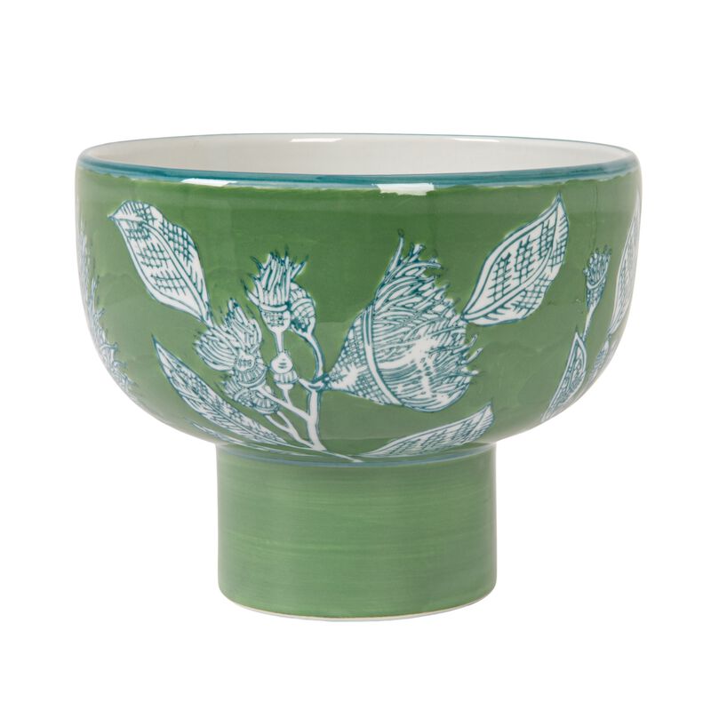 Stoneware Pedestal Bowl, Green image number 3