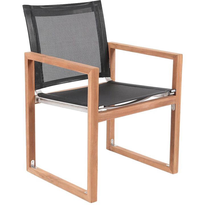 Meridian Furniture Tulum Black Water Resistant Fabric Outdoor Patio Dining Arm Chair