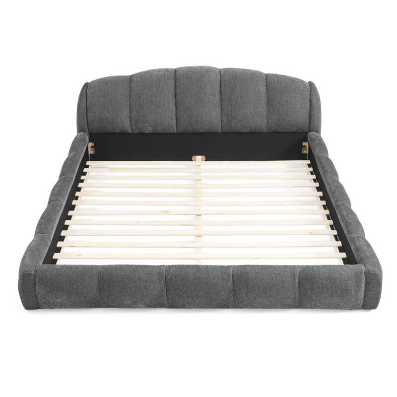 Nefjad Chenille Upholstered Platform Bed Frame image number 7