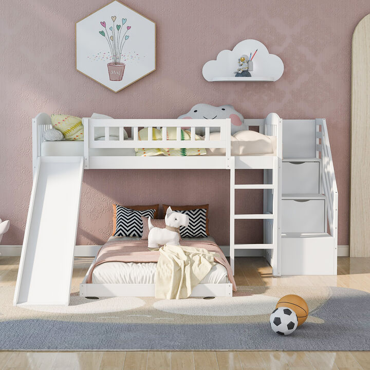 Merax Bunk Bed with Two Drawers and Slide
