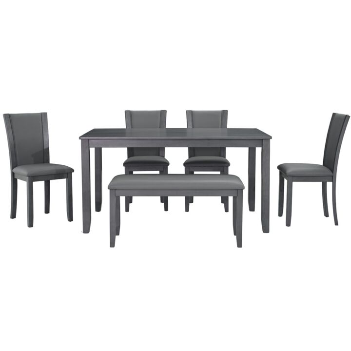 Pimmel 6‑Piece Rectangular Farmhouse Rustic  Dining Table Set