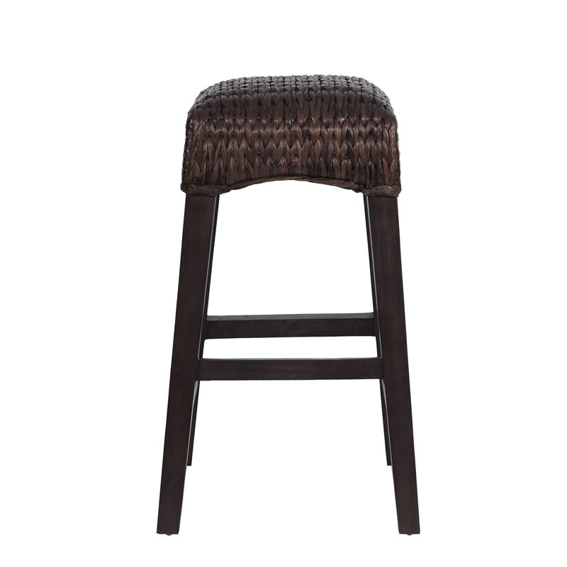 Maui Rustic Bohemian Hyacinth/Wood Backless Stool