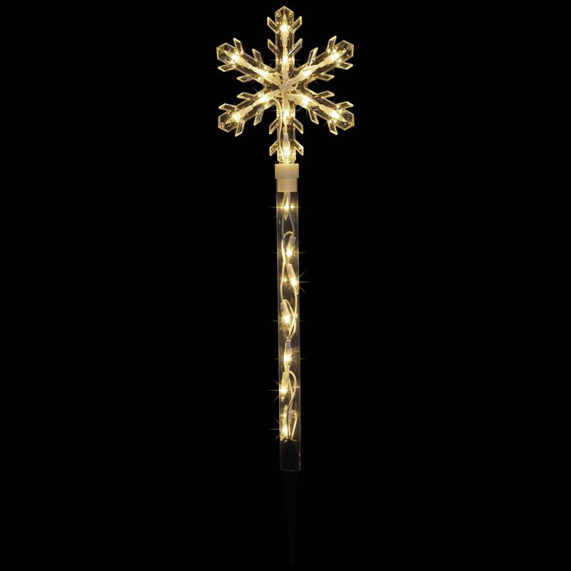 4ct Snowflakes Christmas Pathway Marker with Lawn Stakes - Clear Lights image number 4