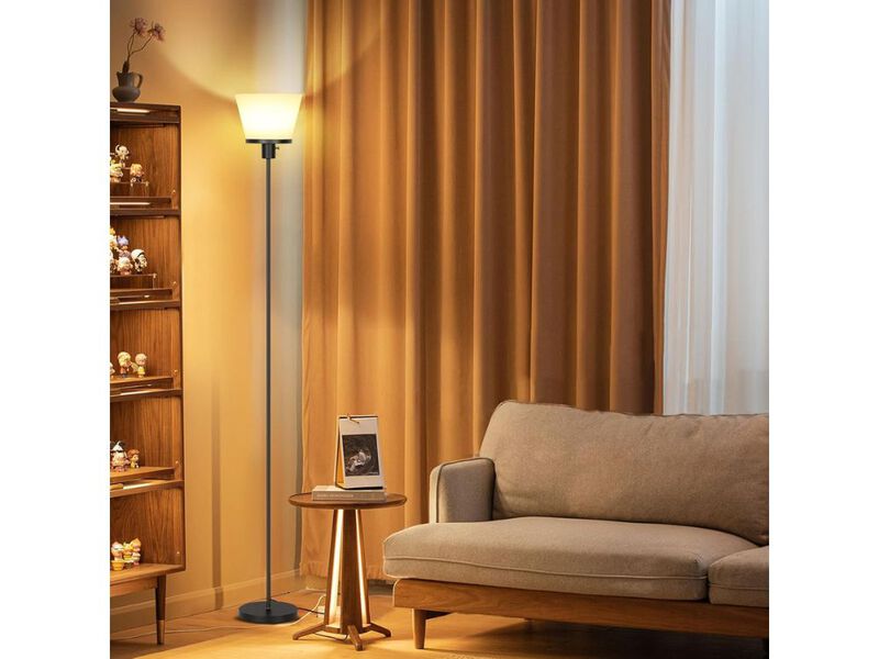 71 Inch Floor Lamp Black Adjustable Arc Reading Light with Glass Shade for Room image number 1