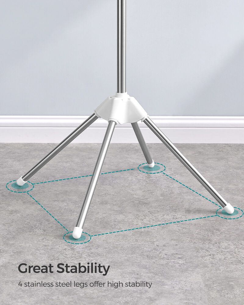 Quadripod Clothes Drying Rack - 3-Tier Foldable Stainless Steel Laundry Air-Drying Rack