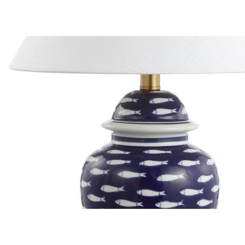 School Ginger Jar Ceramic/Metal LED Table Lamp