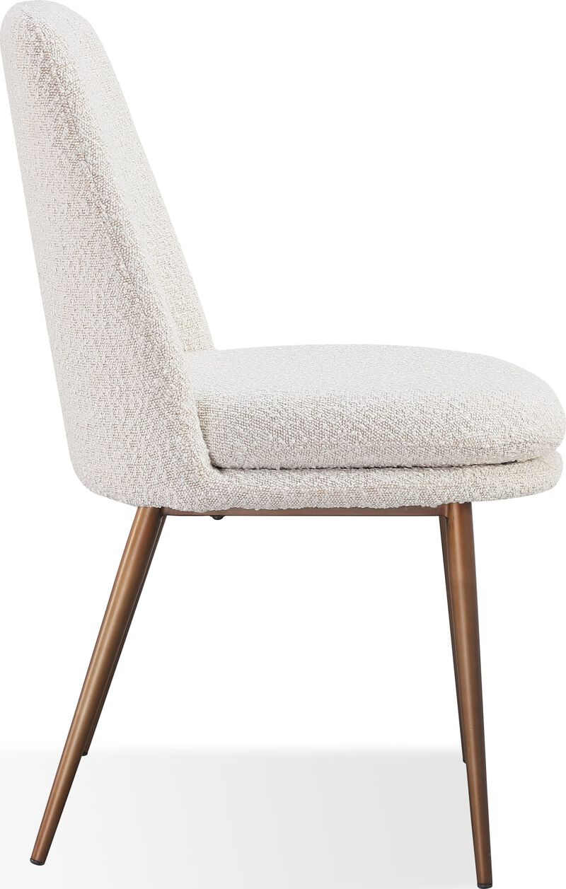 Wyatt Upholstered Dining Chair in Ricotta Boucle and Bronze Metal - Set of 2