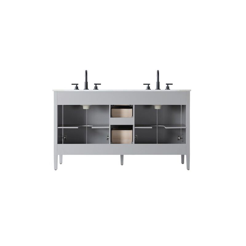 Elegant Kitchen and Bath 60 inch Double Bathroom Vanity in Grey