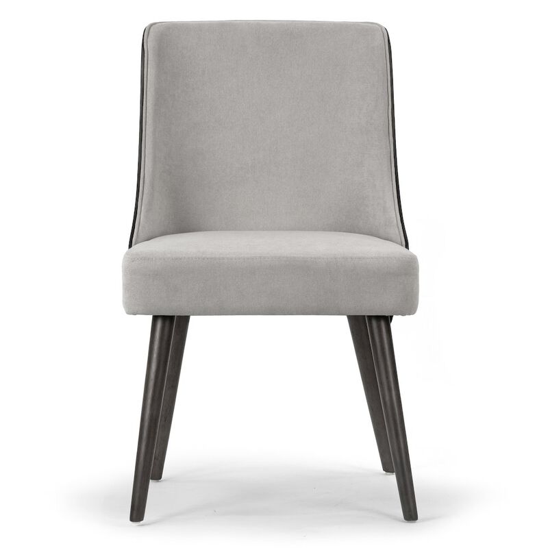 Glamour Home Set of 2 Asma Fabric Chair with Black Bentwood Back and Solid Wood Legs