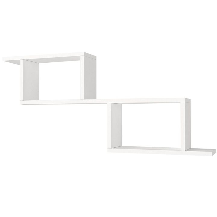 40 Inch Decorative Wooden Wall Mounted Cubby Shelf, White-Benzara
