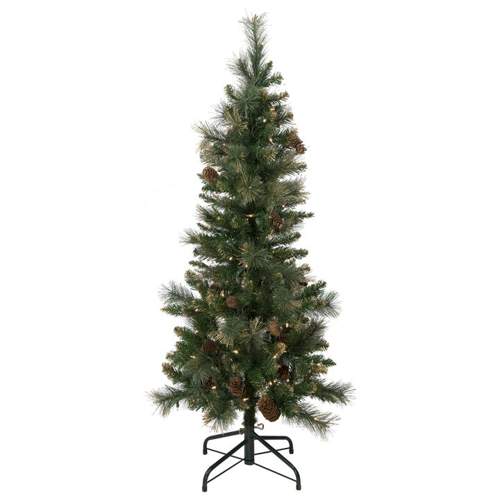 4.5' Pre-Lit Yorkshire Pine Pencil Artificial Christmas Tree  Clear Lights