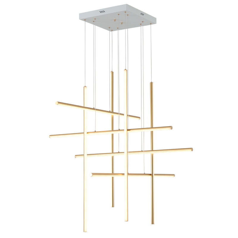 8 - Light Modern Chandelier Long Hanging Pendant for High Ceiling image number 0