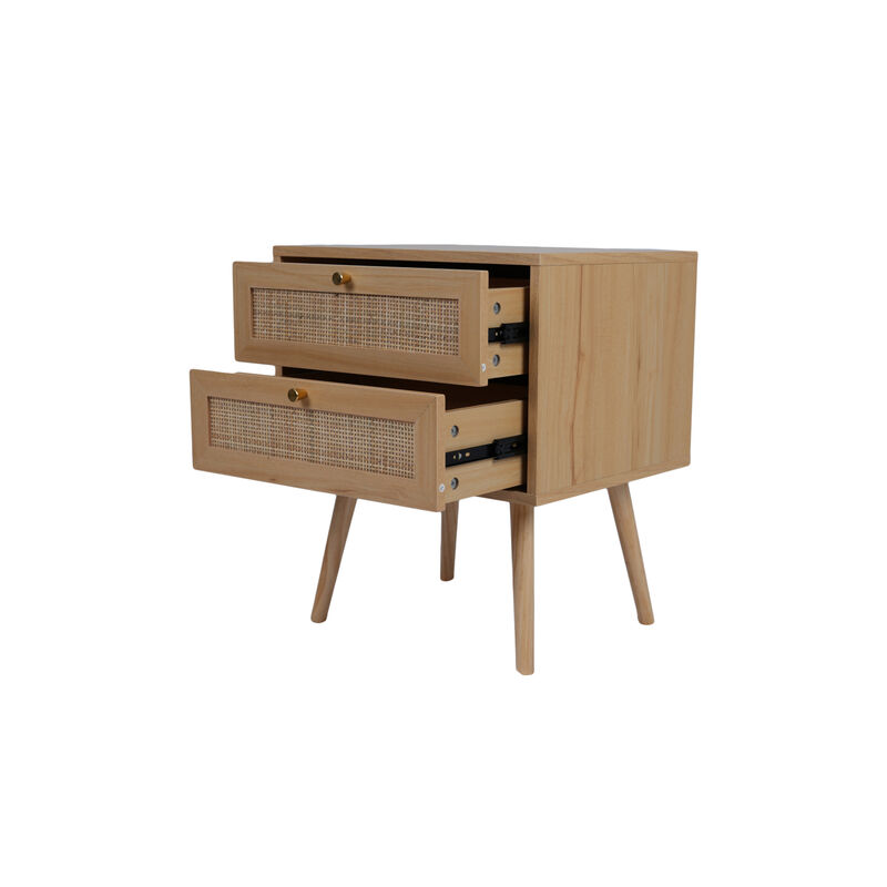 Streamdale Vintage Caned Nightstand: Modern Ambiance, Durable Style, Easy Assembly