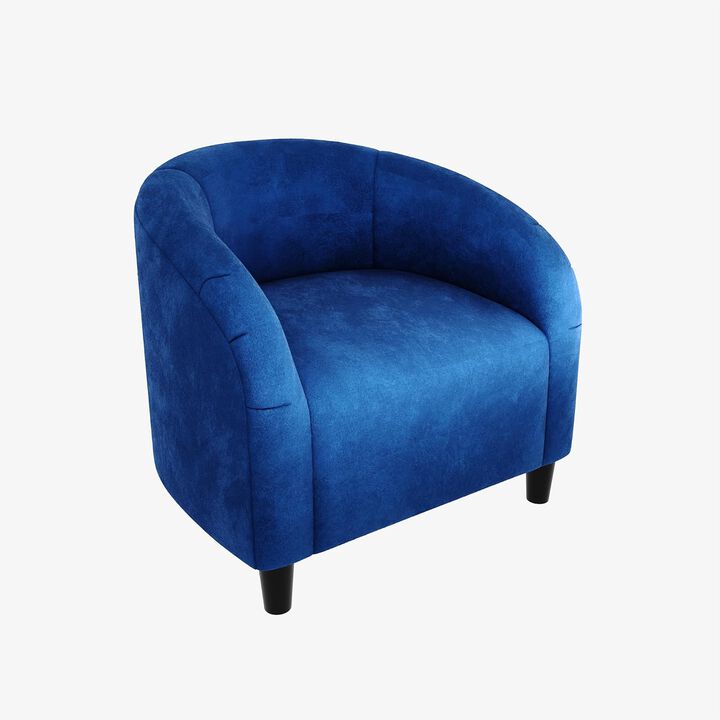 Modern Barrel Accent Chair, Soft Padded Round Armchair in Suede & Boucle Fabric, Ideal for Living Room, Bedroom and Lounge