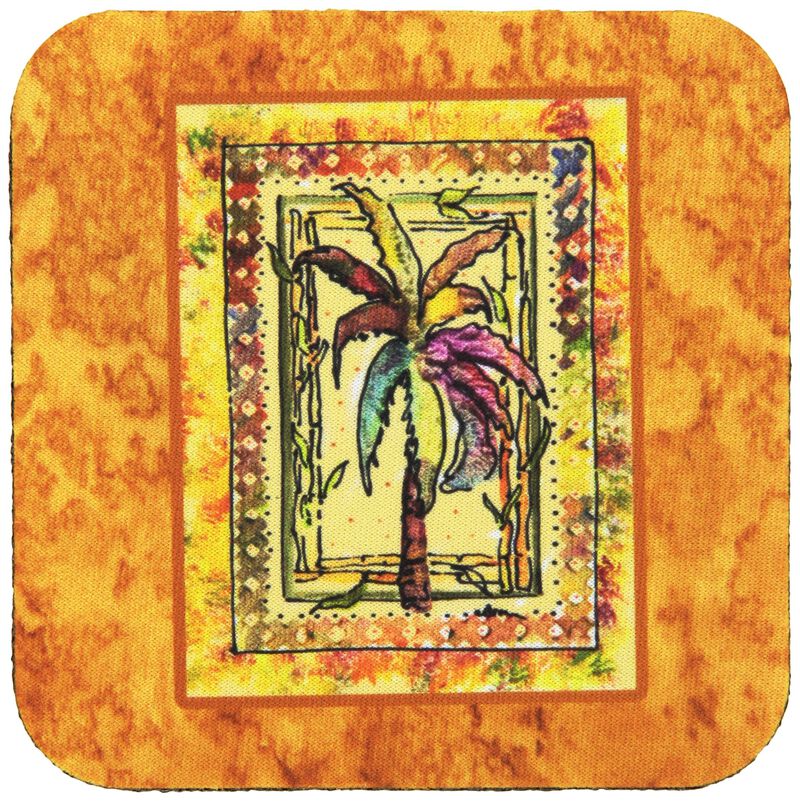 Caroline's Treasures 8614FC Palm Tree Foam Coasters (Set of 4), 3.5 H x 3.5 W, Multicolor