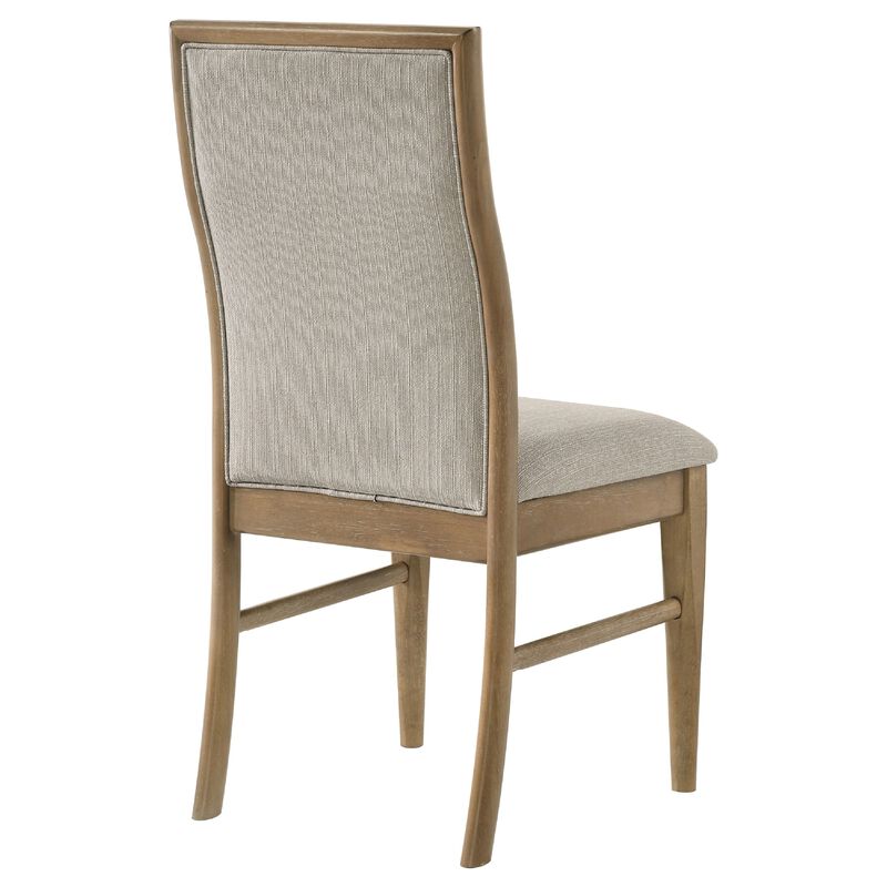 Amity Dining Chair Set of 2, Beige Textured Fabric, Natural Rubberwood image number 6
