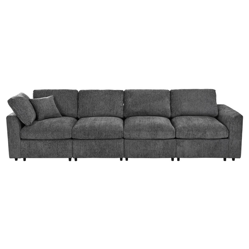 Merax 130" Modular Sectional Sofa with Chenille Fabric, 4-Seater, Pocket Spring Cushions image number 0