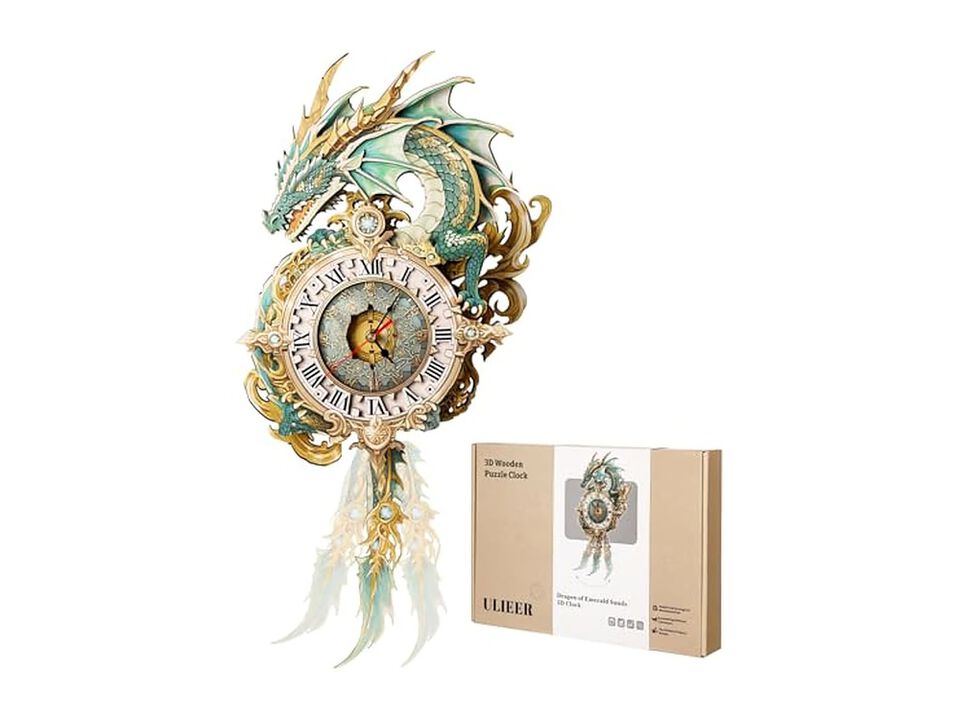 Puzzles Dragon Crafts Wooden Pendulum Wall Clock Wood Home Decor