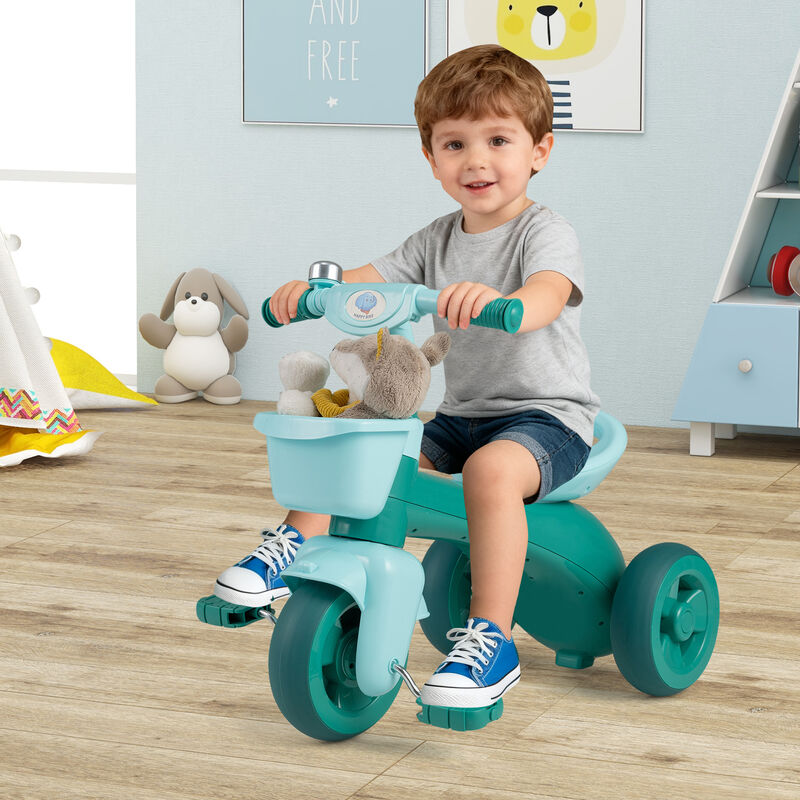 Toddler 3-Wheel Tricycle with Front Basket, Bell and Steering Control image number 7
