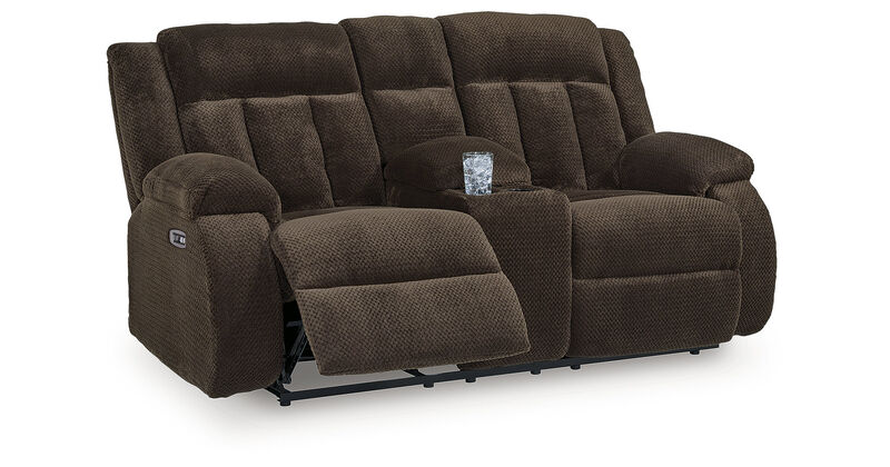 Greely Bend Power Reclining Loveseat with Console in Brown image number 4