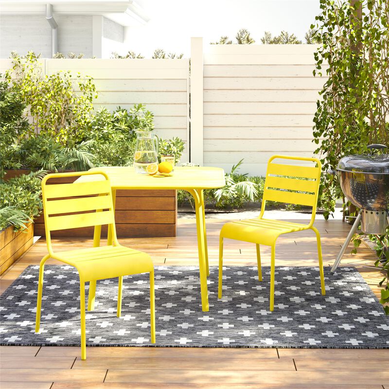 Novogratz Poolside Gossip, June Outdoor/Indoor Stacking Dining Chairs, 2-Pack, Yellow image number 2