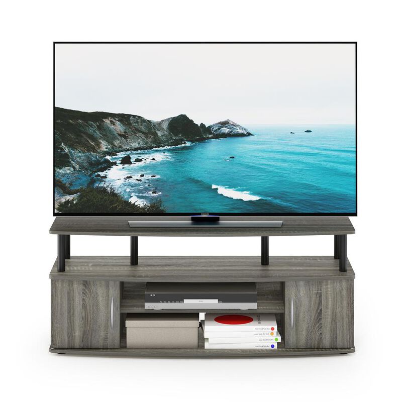 Furinno JAYA Large Entertainment Center Hold up to 50-IN TV, French Oak Grey/Black