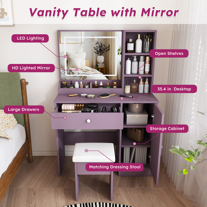 Frafup Padded Stool Stylish Vanity Desk image number 5