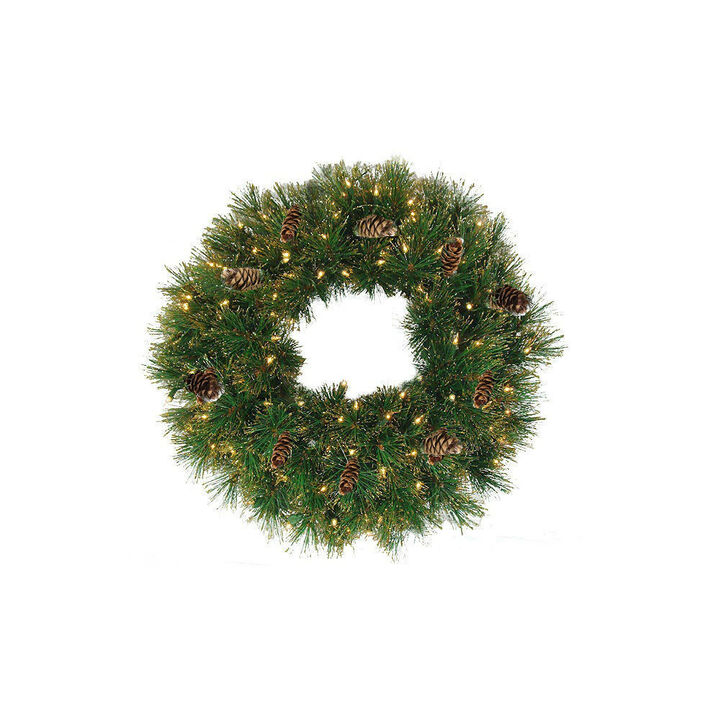 24" Pre-Lit Yorkville Pine Artificial Christmas Wreath - Clear Lights