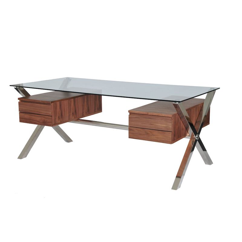 Pangea Home Beverli Desk Large Walnut