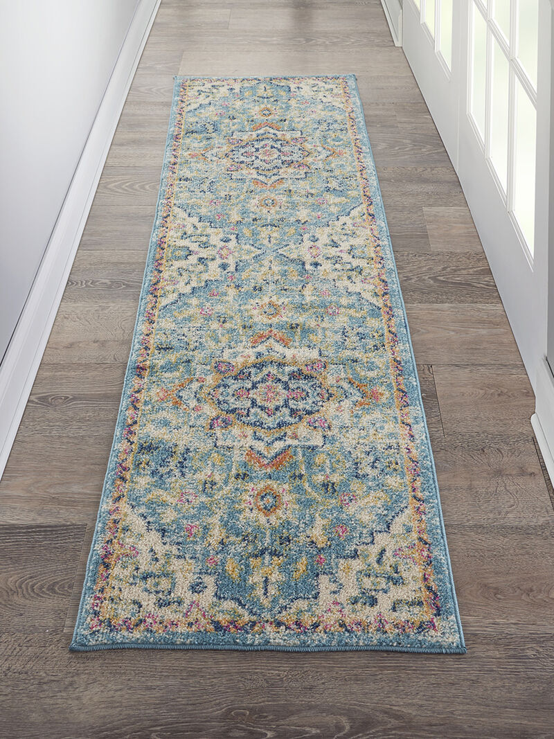 Passion PSN25 Ivory/Light Blue 2'2" x 7'6" Rug