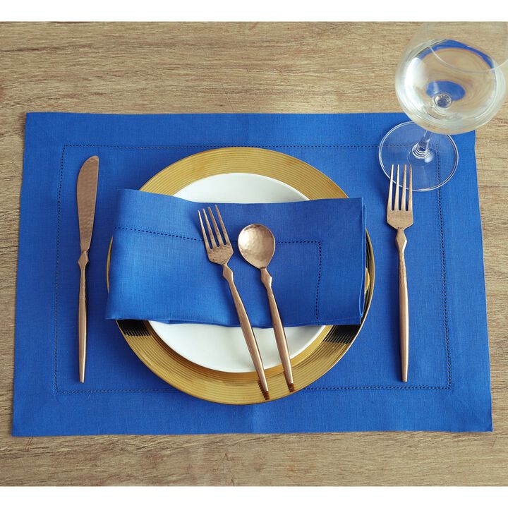 Solino Home 100% Pure Linen Dinner Napkins 20 x 20 Inch Set of 4 - Classic Hemstitch