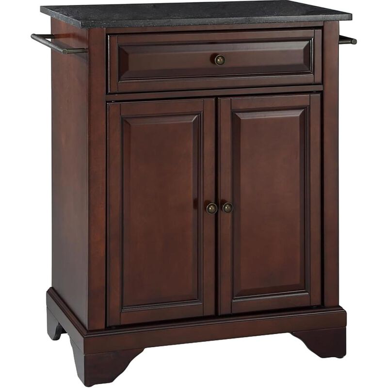 Lafayette Granite Top Portable Kitchen Island/Cart Mahogany/Black