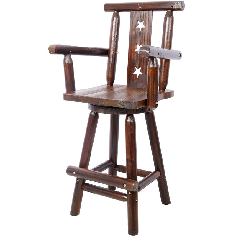 Streamdale Rustic Wood Bar Stool with Star Backrest image number 5