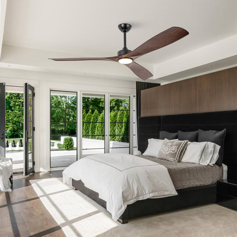 60" Large Modern Ceiling Fan with Dimmable LED Lights, DC Motor, 6 Speeds, Remote Control
