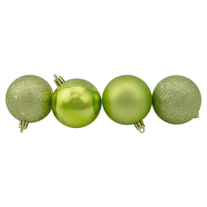 24ct Kiwi Green Shatterproof 4-Finish Christmas Ball Ornaments 2.5" (60mm)
