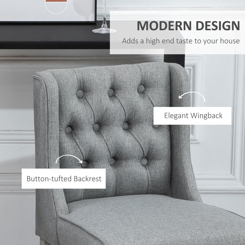 Hivvago Set of 2 Upholstered Bar Stools with Wingback Design image number 3