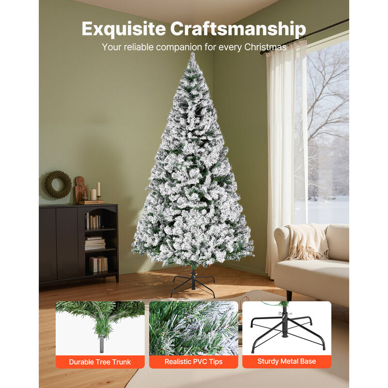 VEVOR Christmas Tree 7.2ft Prelit Snow Flocked Tree with 470 Colorful LED Lights image number 4