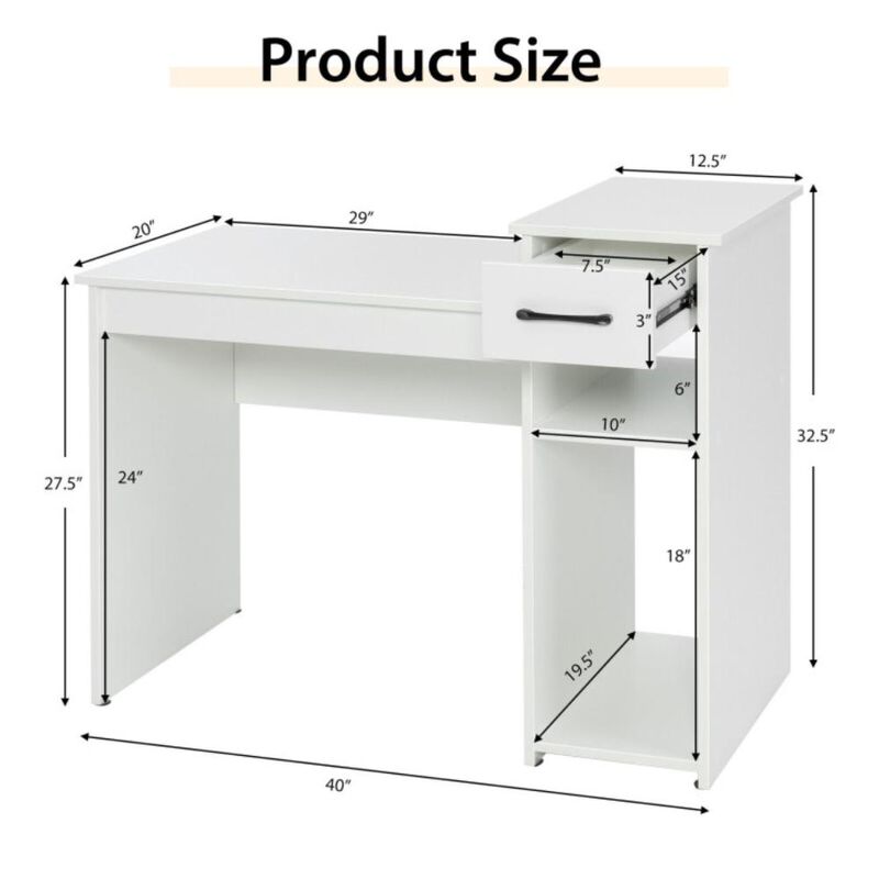 Hivvago Compact Computer Desk with Drawer and CPU Stand