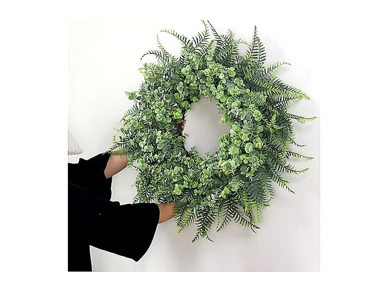 26 Eucalyptus Boston Ferns Wreath Front Door Large Artificial Greenery Outdoor image number 3