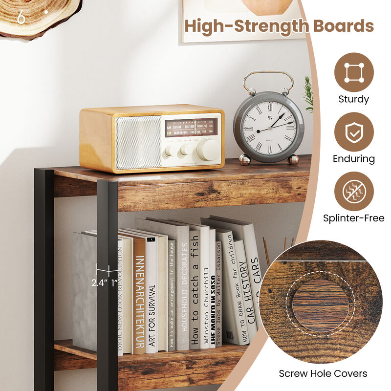 Small 3-Tier Bookcase with Wood Finish and Dual Anti-Tip Protection for Kids’ Room or Office