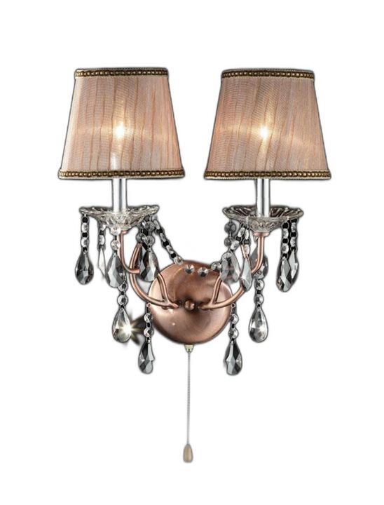 Hivvago Silver and Pink Faux Crystal Dual Light Hanging Wall Sconce