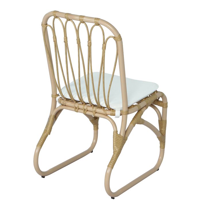 Natural Outdoor Rattan Dining Chairs Set of 2 &ndash; Easy Maintenance Seating for Backyard & Patio