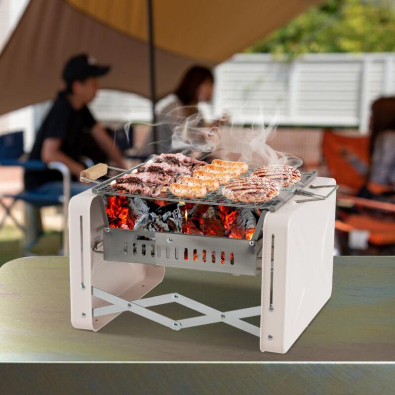 Hivvago Folding Charcoal BBQ Grill with Dishwasher-safe Grill Grids and Charcoal Box