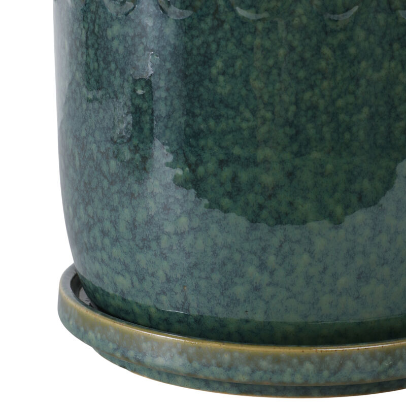 S/2 6/8" Reactive Bubble Trim Planter W/saucer,grn image number 4