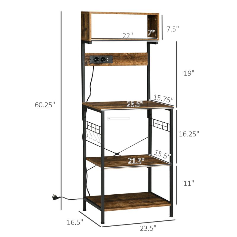 Versatile Kitchen Organizer: Baker's Rack with Power Outlet & USB