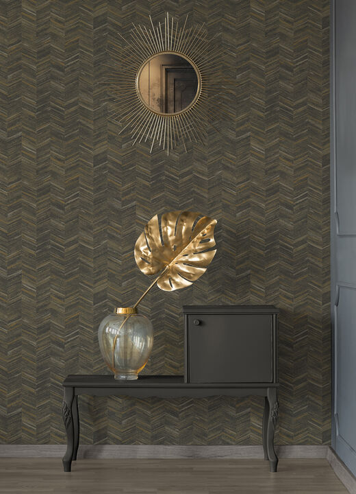 Tatlin Brown Chevron Wallpaper